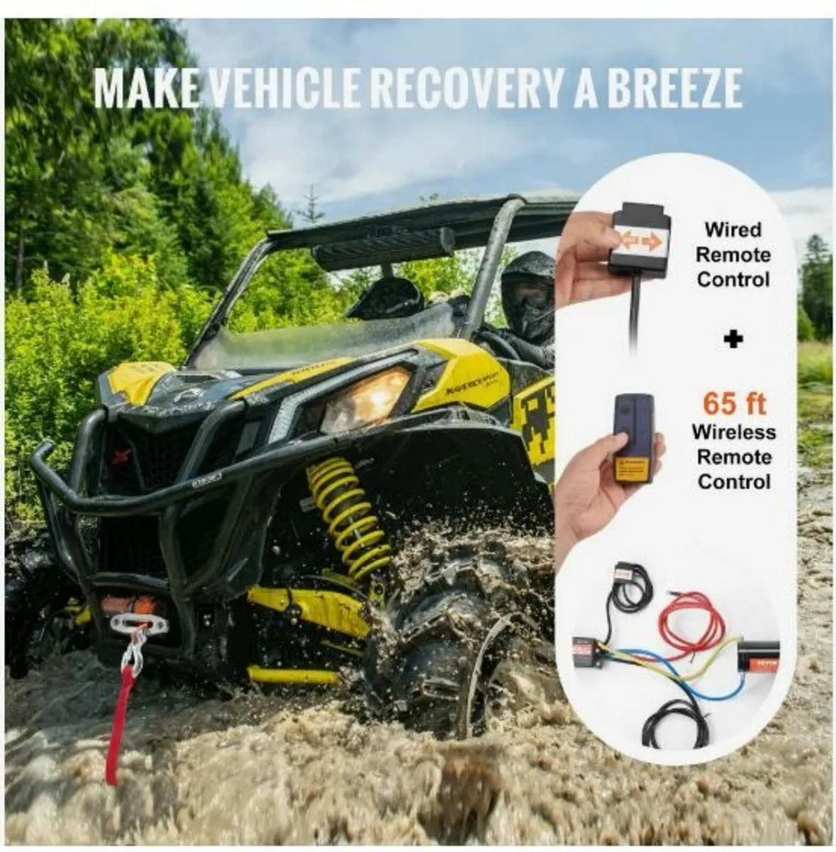 Electric Winch ATV UTV 2041.2 kg - Image 2