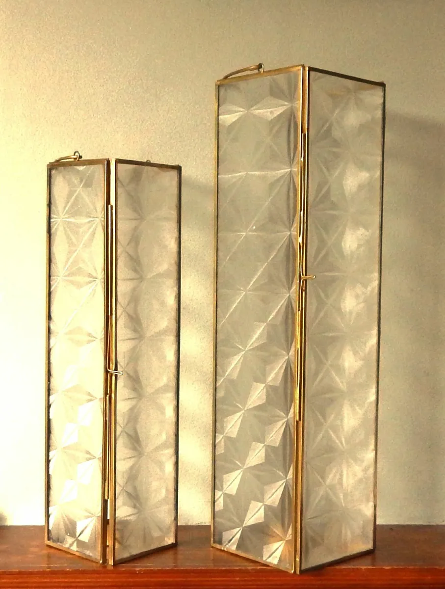 2 Art Deco Style Glass Candle Lanterns - Image 4
