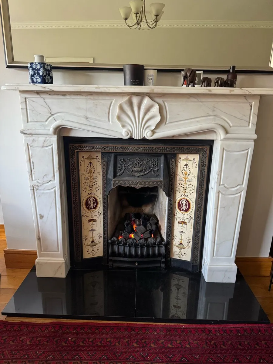 Elegant White Marble Fireplace / Mantlepiece - Image 1