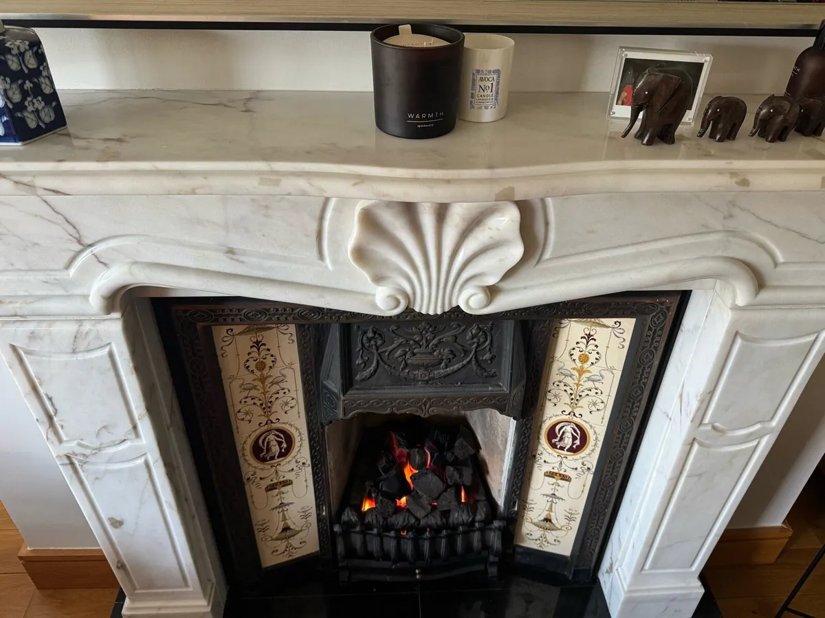 Elegant White Marble Fireplace / Mantlepiece - Image 3