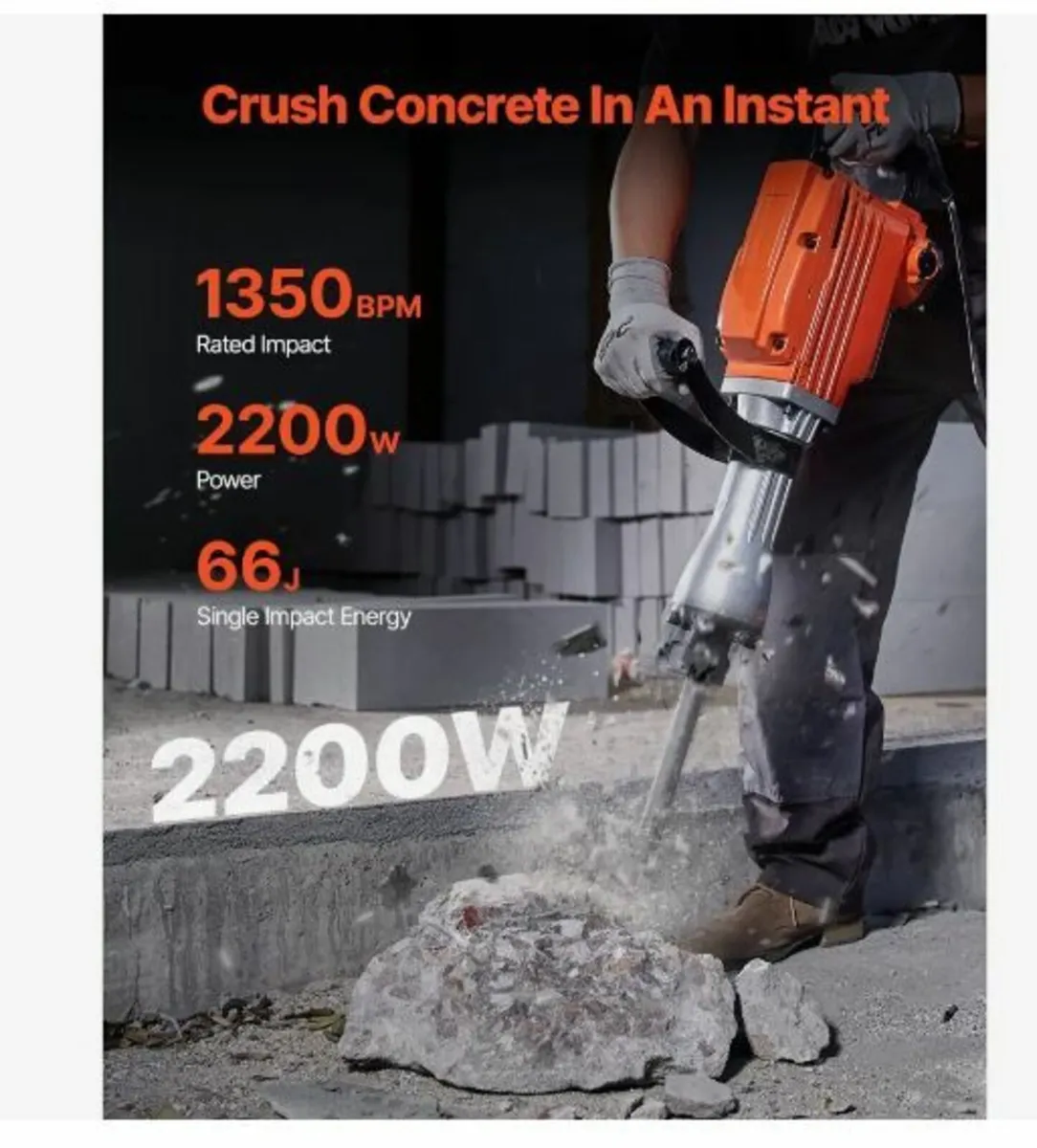 Demolition Jack Hammer Concrete Breaker 2200W - Image 3