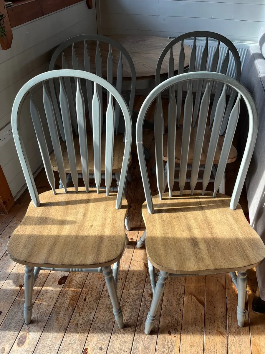 Extendable Round Wooden Table and 4 Chairs - Image 3