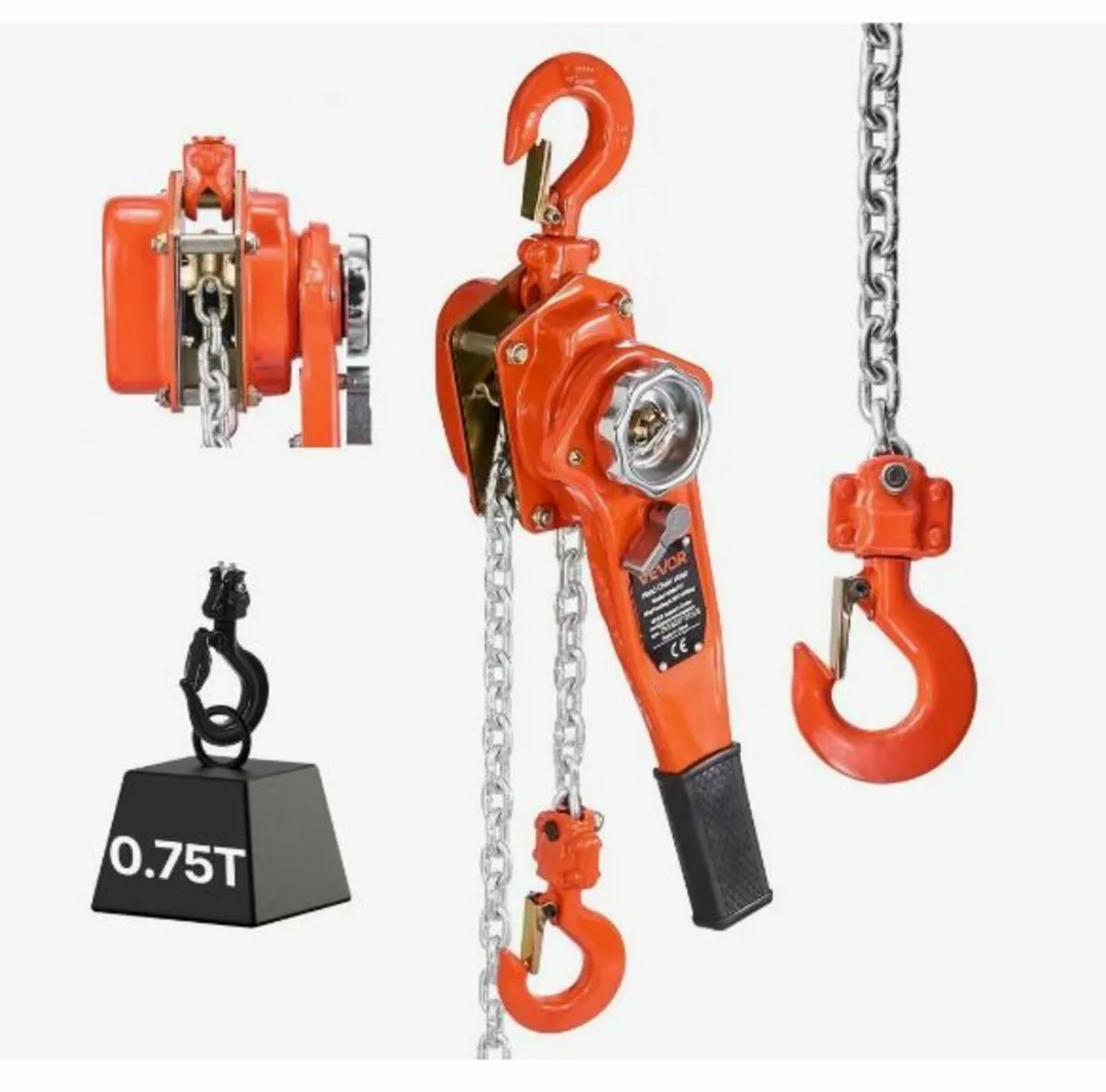 Manual Lever Chain Hoist, 3/4T 750KG Capacity - Image 2