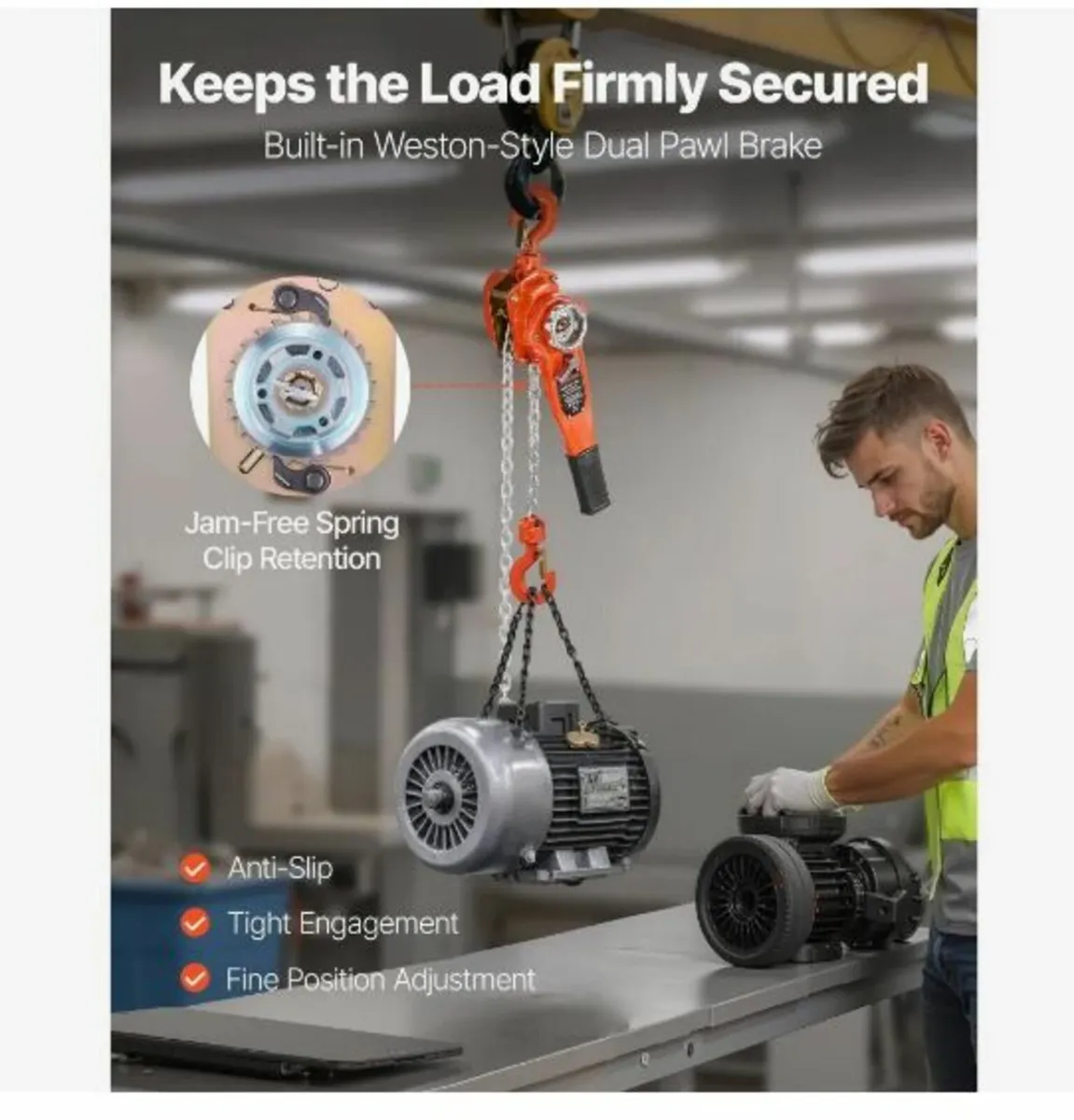 Manual Lever Chain Hoist, 3/4T 750KG Capacity - Image 3