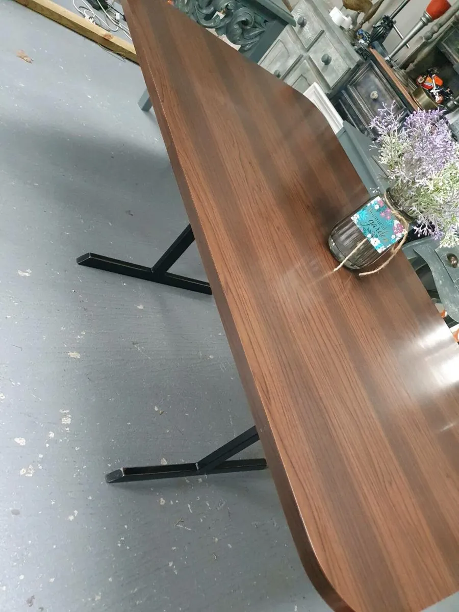 6 seater walnut venered dining - Image 4