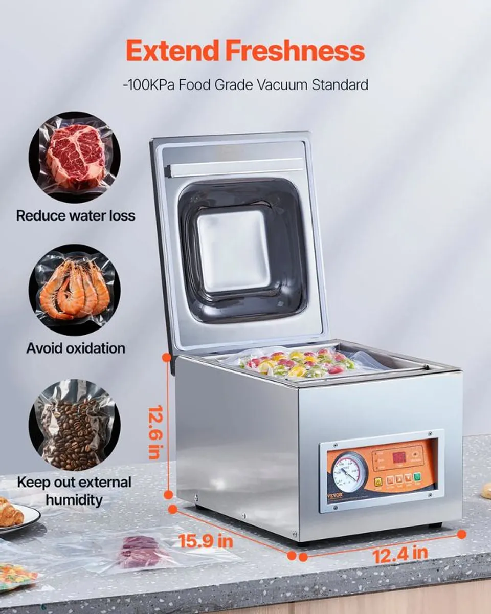 Chamber Vacuum Sealer, 260W Sealing Power, Vacuum Packing Machine for Wet Foods, Meats, Marinades and More, Compact Size with 260 mm Sealing Length, Home Kitchen, Commercial - Image 2