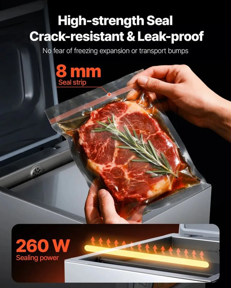 Chamber Vacuum Sealer, 260W Sealing Power, Vacuum Packing Machine for Wet Foods, Meats, Marinades and More, Compact Size with 260 mm Sealing Length, Home Kitchen, Commercial - Image 3