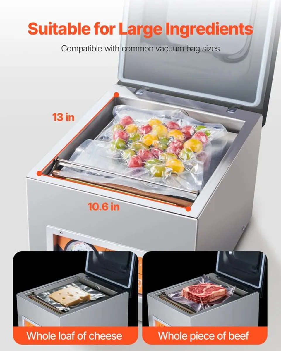 Chamber Vacuum Sealer, 260W Sealing Power, Vacuum Packing Machine for Wet Foods, Meats, Marinades and More, Compact Size with 260 mm Sealing Length, Home Kitchen, Commercial - Image 4