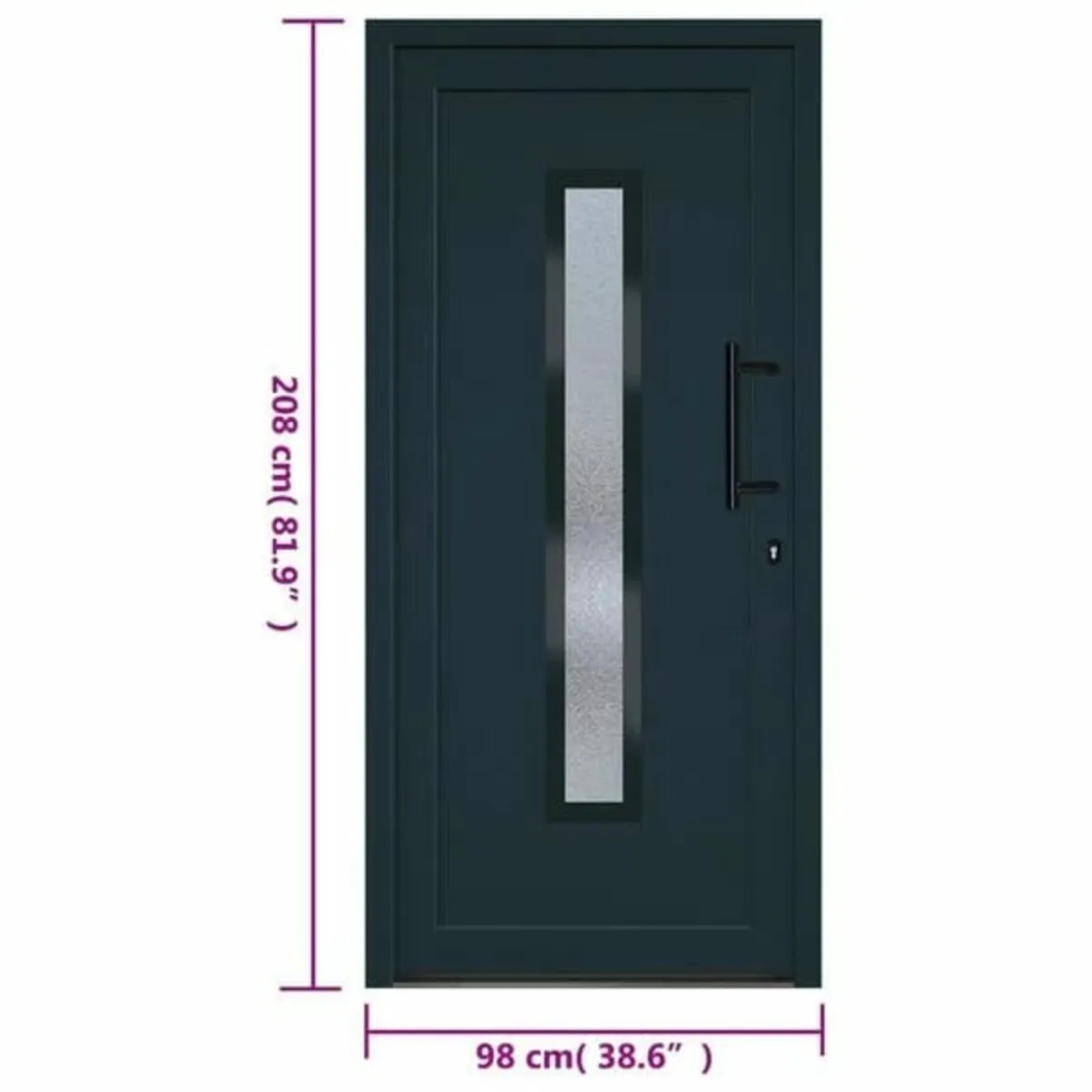 Front Door Anthracite 98x208 cm PVC - Image 3