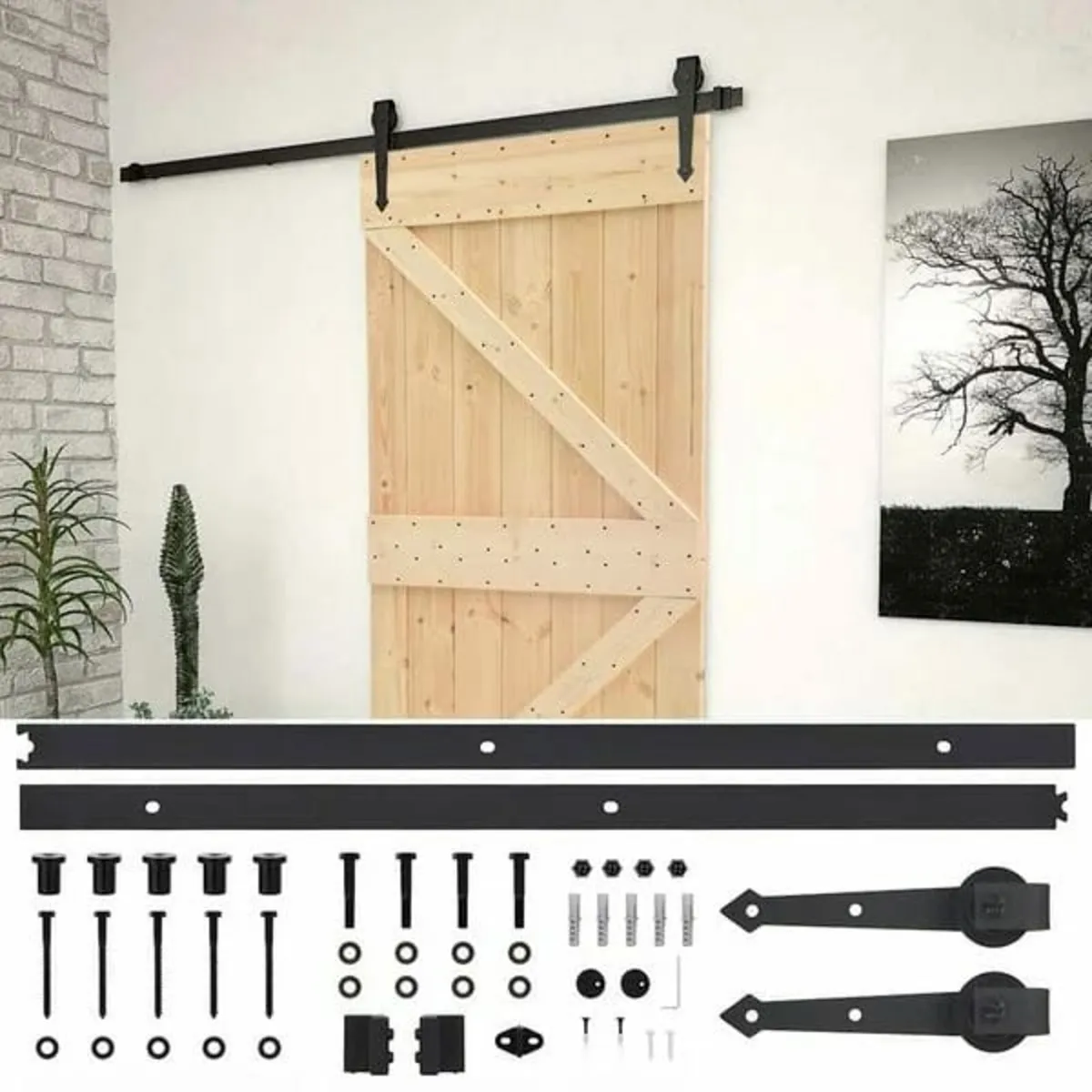Sliding Door with Hardware Set 80x210 cm Solid Pin - Image 1