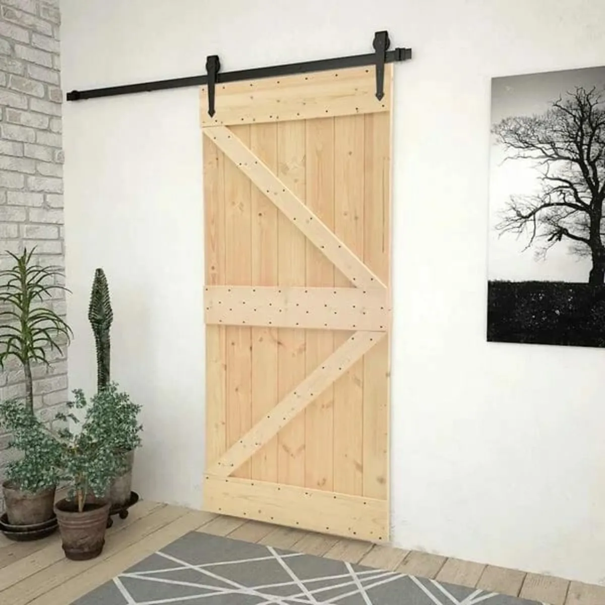 Sliding Door with Hardware Set 80x210 cm Solid Pin - Image 4