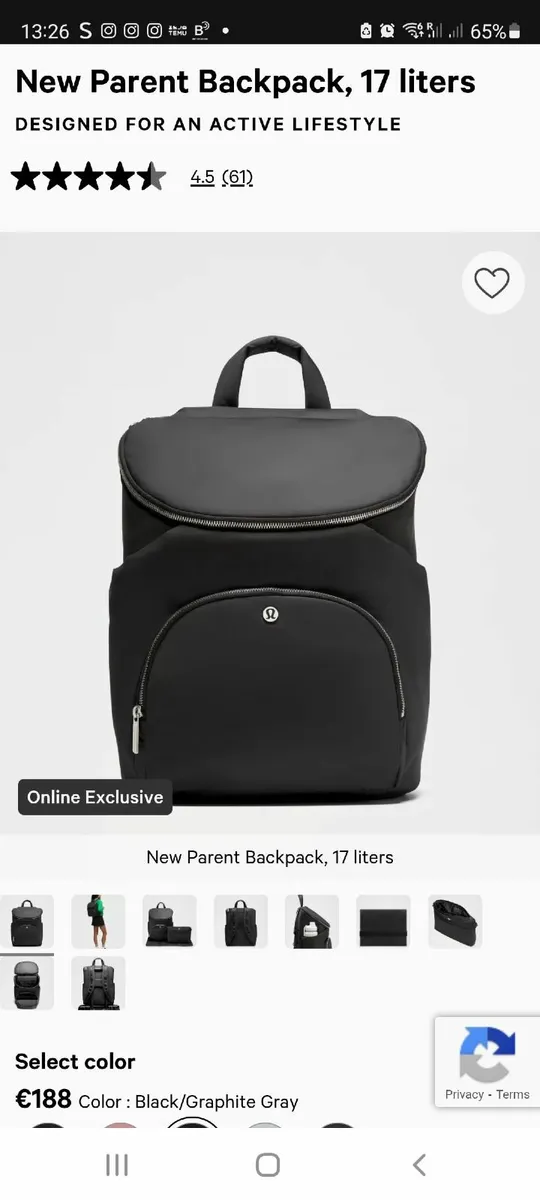Lulu Lemon New Parent Backpack 17lts Babybag - Image 1