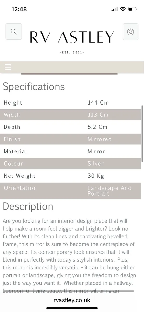 Large Mirror by RV Astley - Image 4