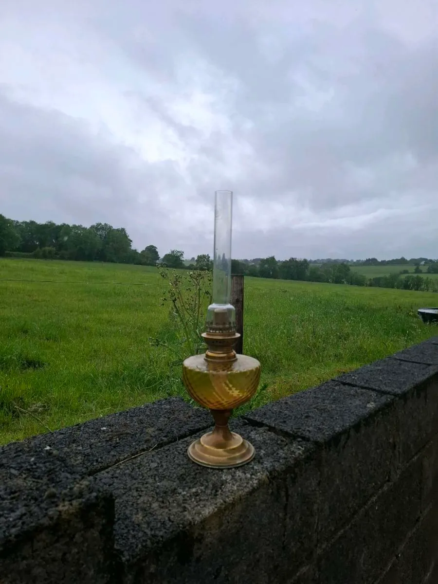 Orange glass oil lamp postage possible - Image 1