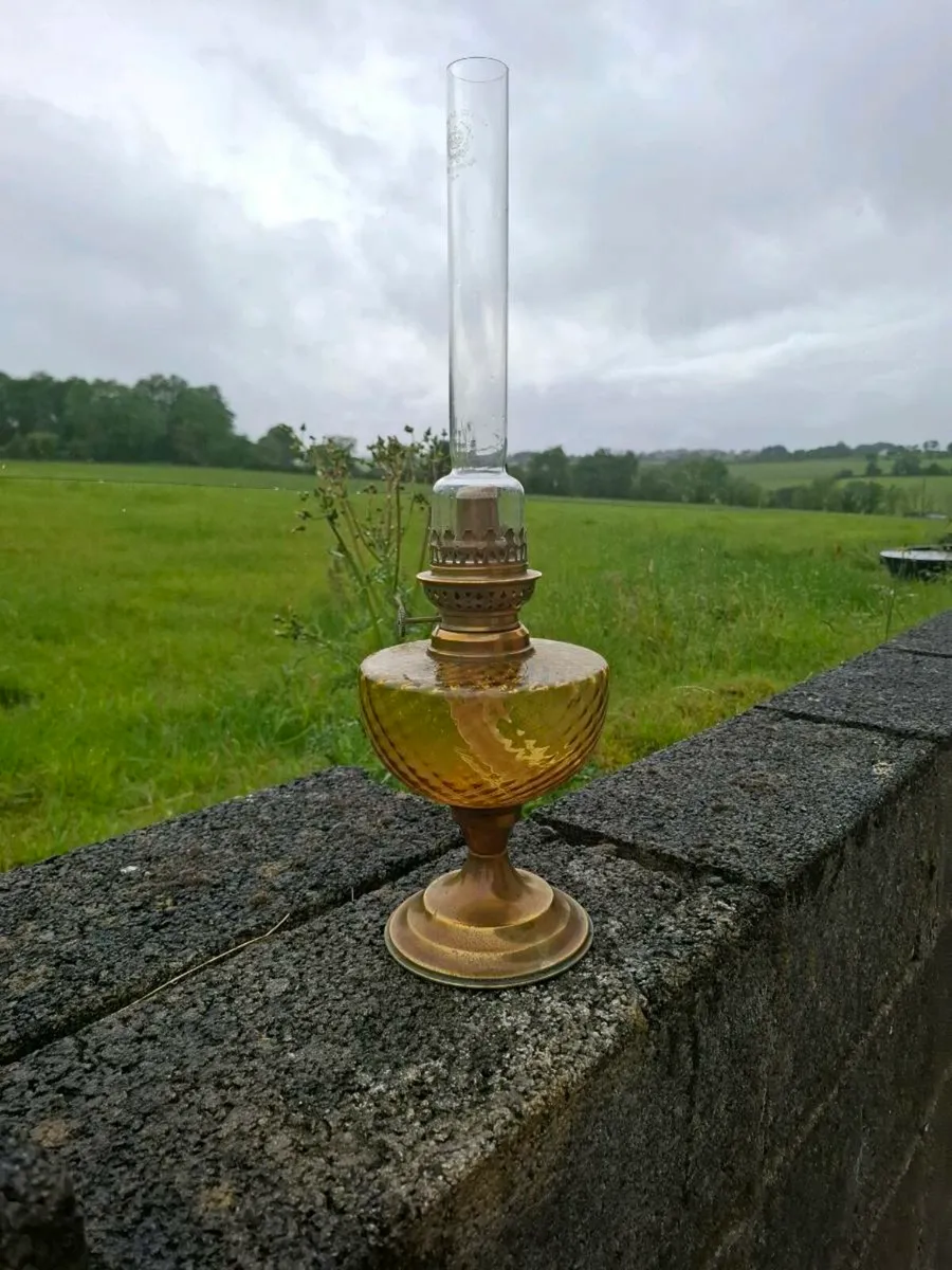Orange glass oil lamp postage possible - Image 2