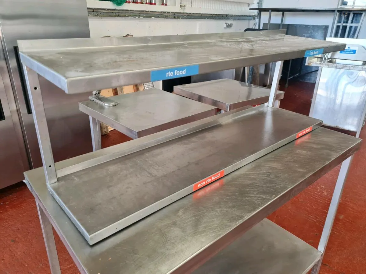 Stainless steel sinks, tables and shelf - Image 3