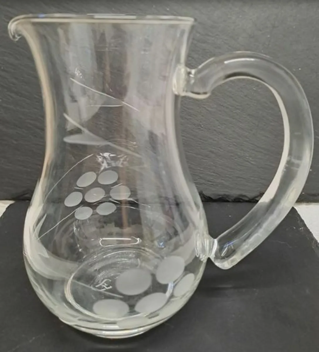 Cut glass gravy boat jug and spoon - Image 4