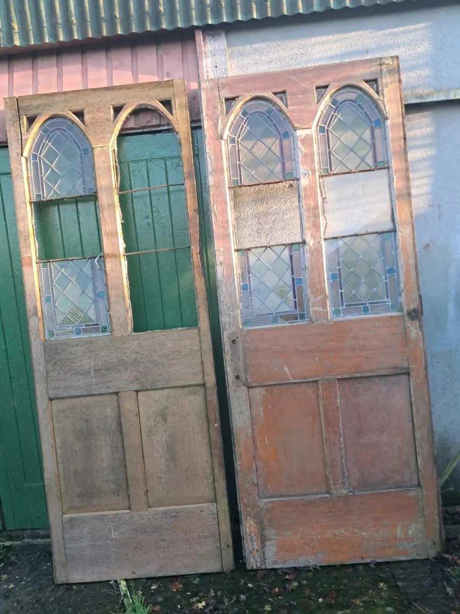 Two  pitch pine doors - Image 1