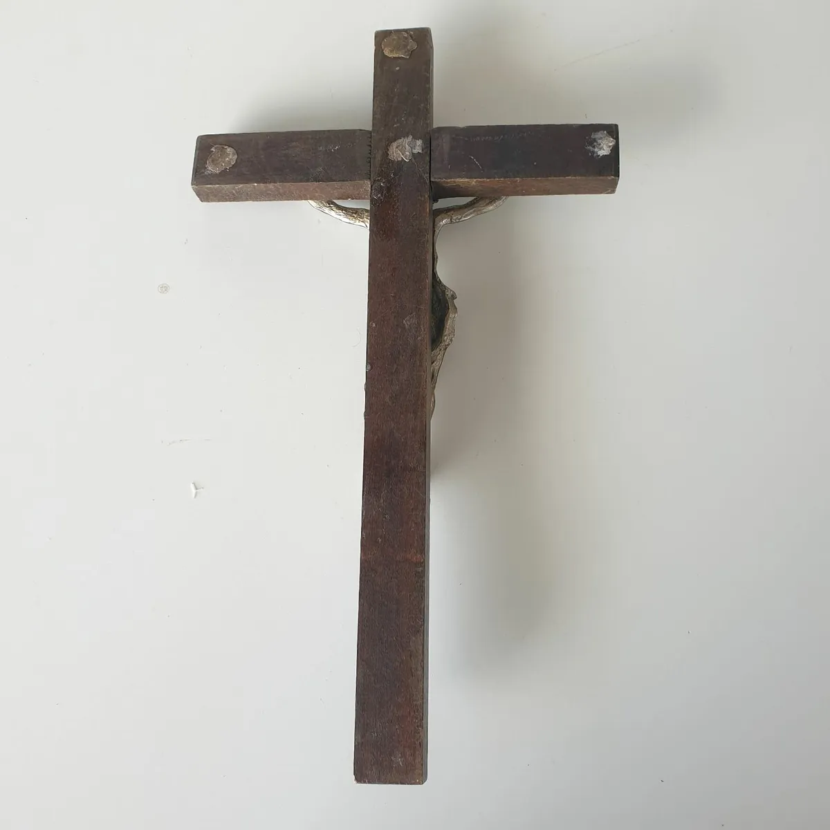 Crucifix vintage cross wood and metal - Image 4