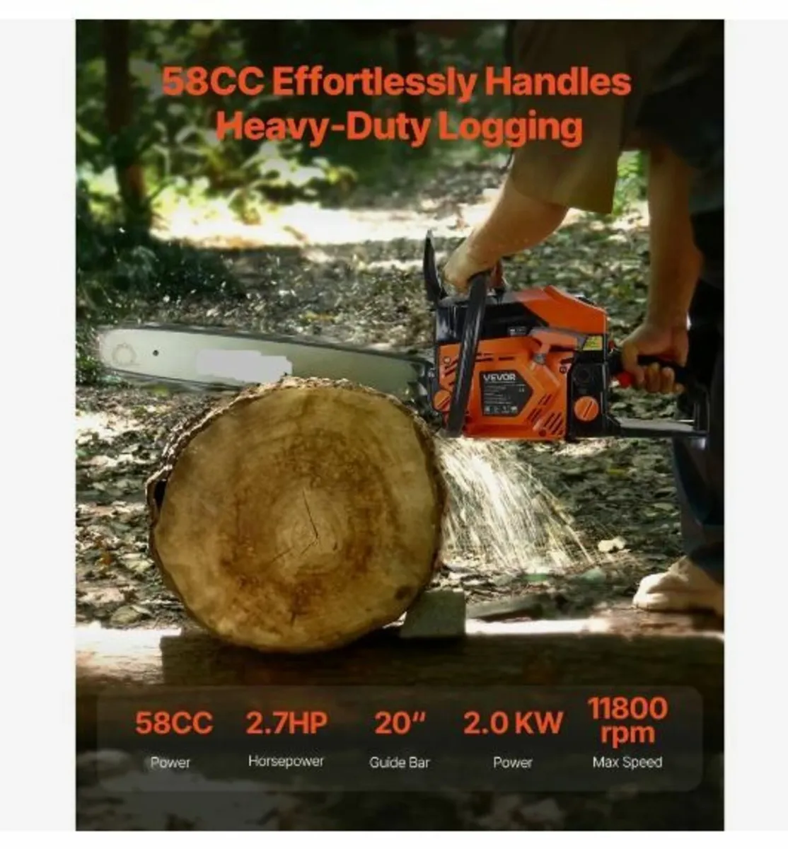 Gas Chainsaw, 20 inch Gas Powered - Image 2