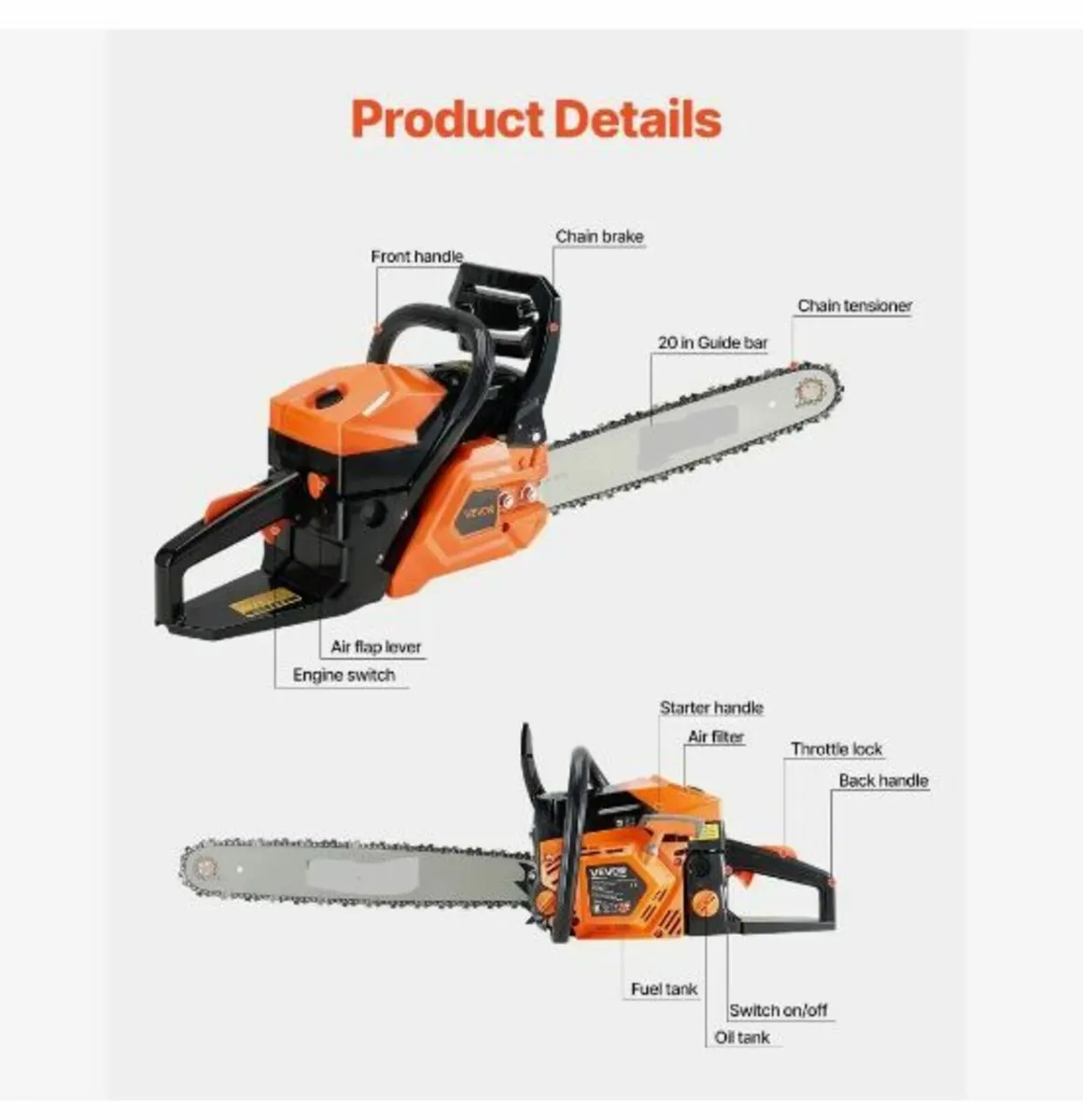 Gas Chainsaw, 20 inch Gas Powered - Image 3