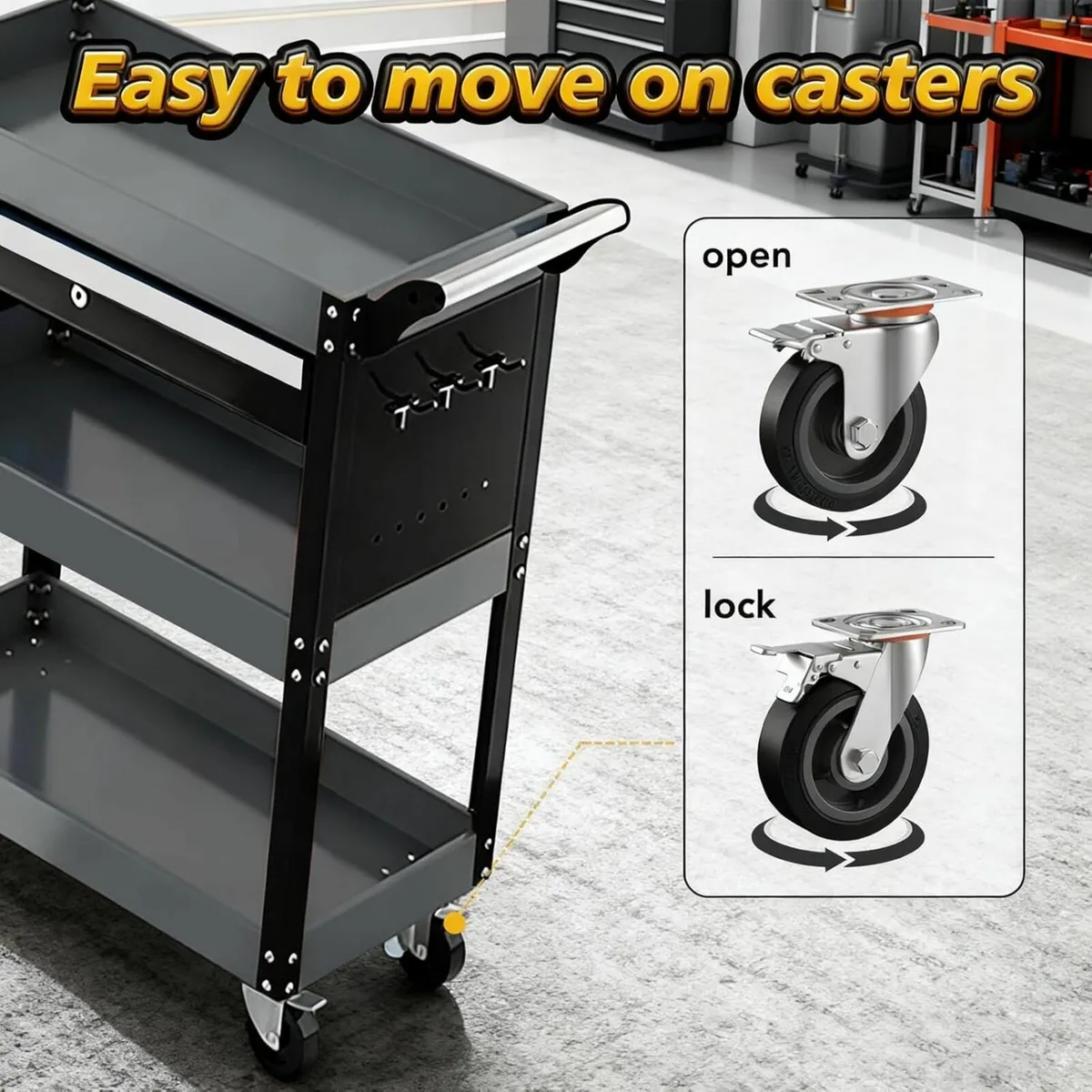 Professional 3-Tier Workshop Tool Trolley  300kg - Image 2