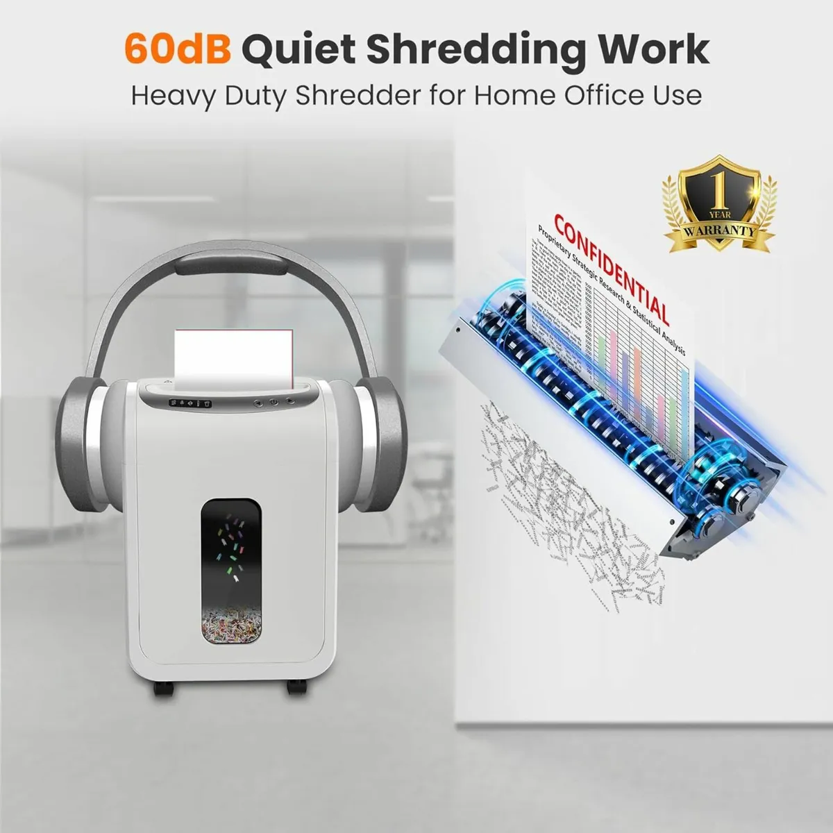 Paper Shredder, 9-Sheet Shreds Paper/Card/Staple - Image 4