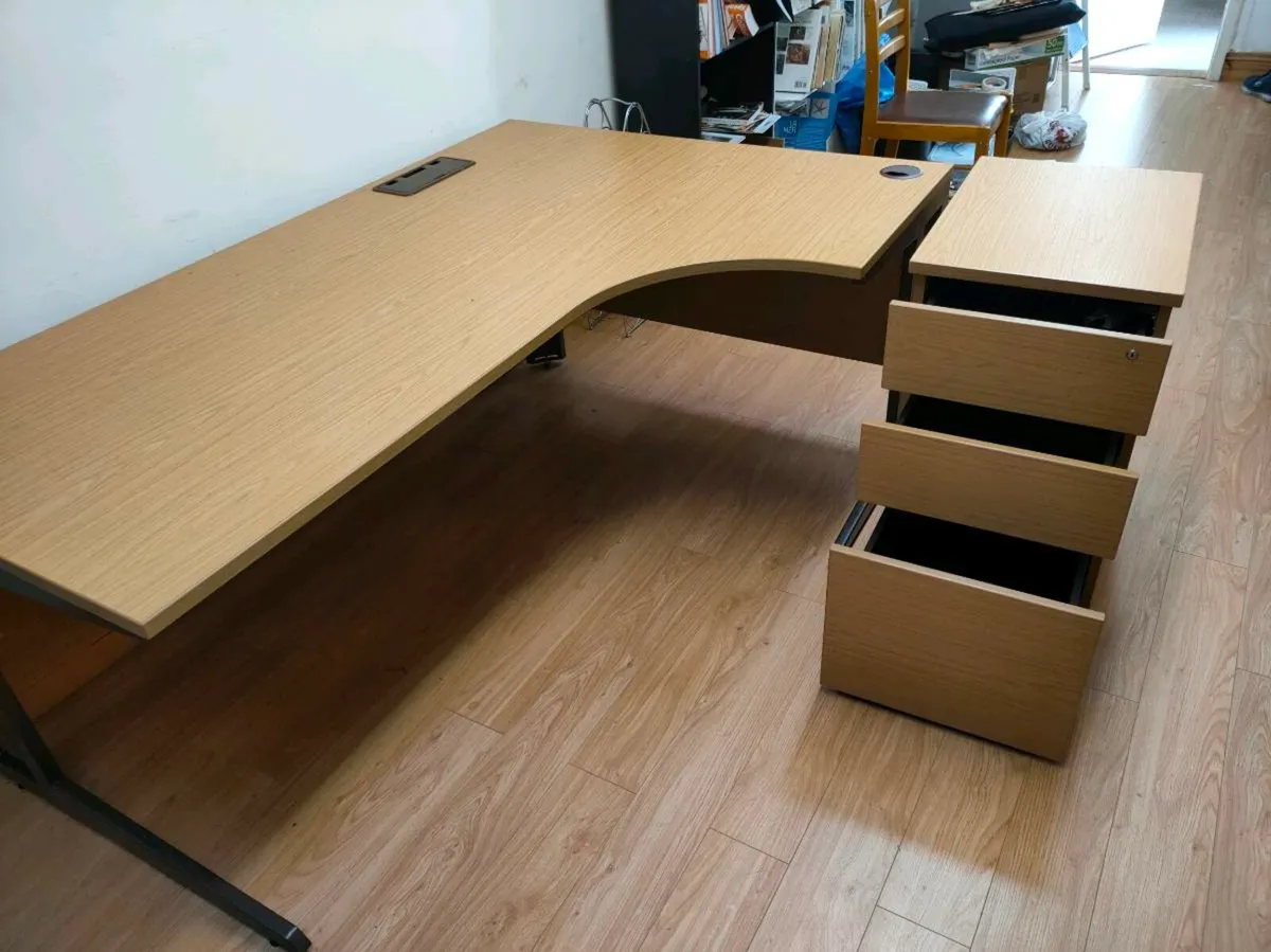 Radial Desk and three drawer matching unit - Image 2