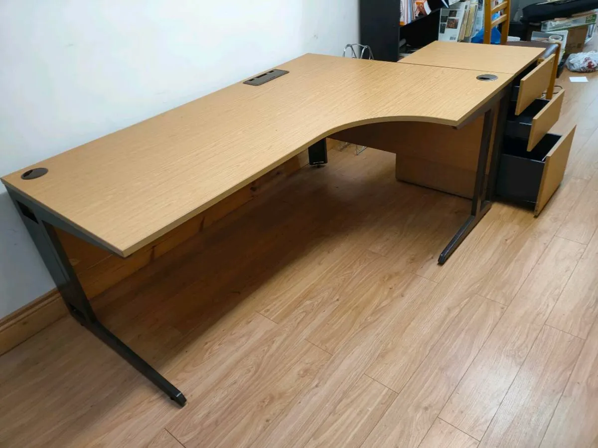 Radial Desk and three drawer matching unit - Image 3