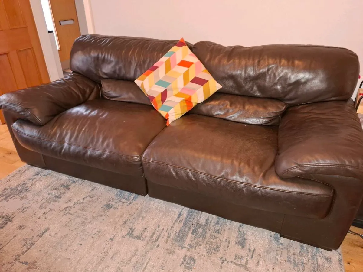 Brown Leather Couch - Image 1