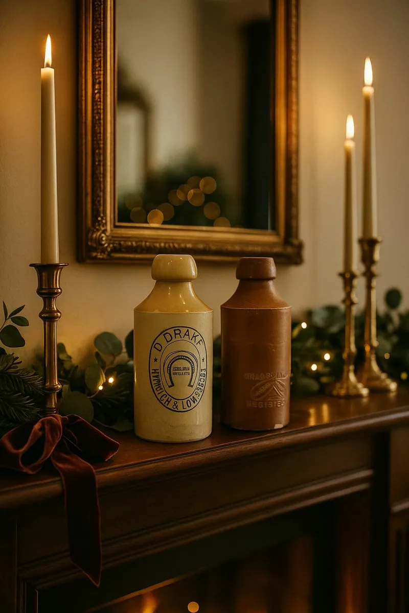 antique vintage FLAGON Christmas Gift cottage man - Image 1