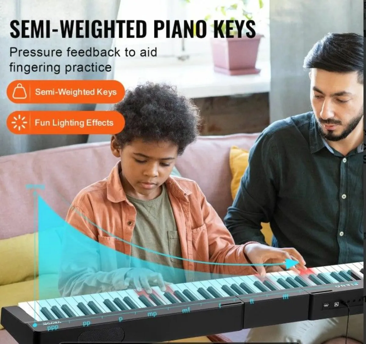 88 Key Digital Piano Keyboard Semi Weighted Electr - Image 2