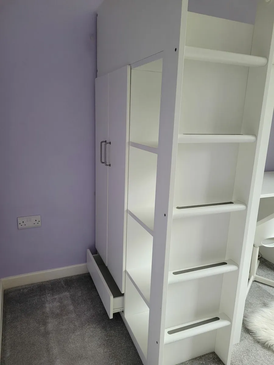 Loft bed with desk and wardrobe - Image 1