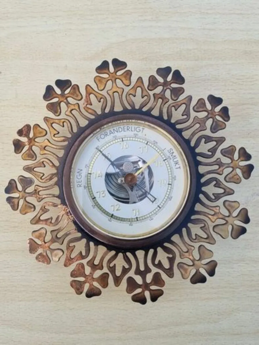 Vintage Brass Scandinavian Barometer - Image 1
