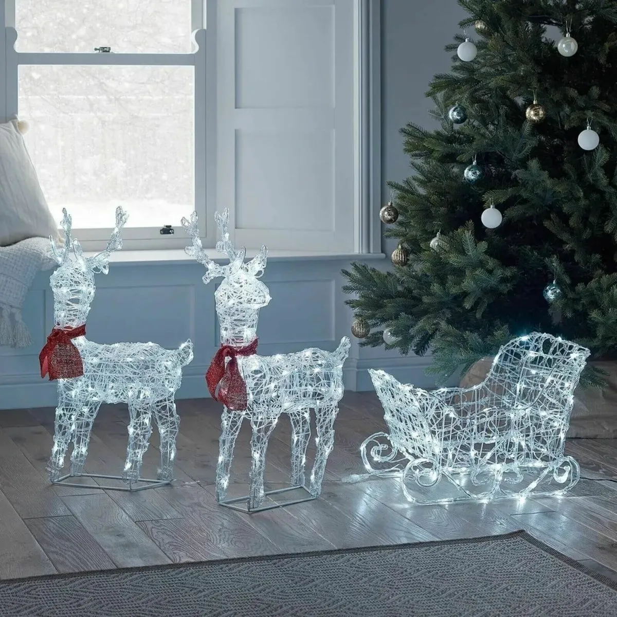 Christmas Reindeer with Sleigh Festive Display - Image 2