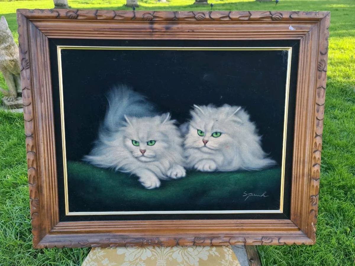 Vintage Large Persian cat painting - Image 1