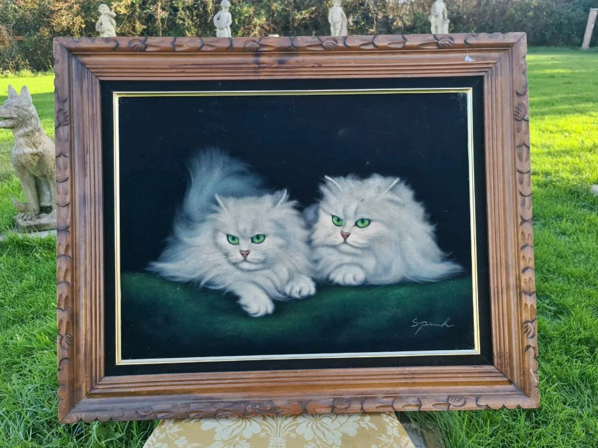 Vintage Large Persian cat painting - Image 2