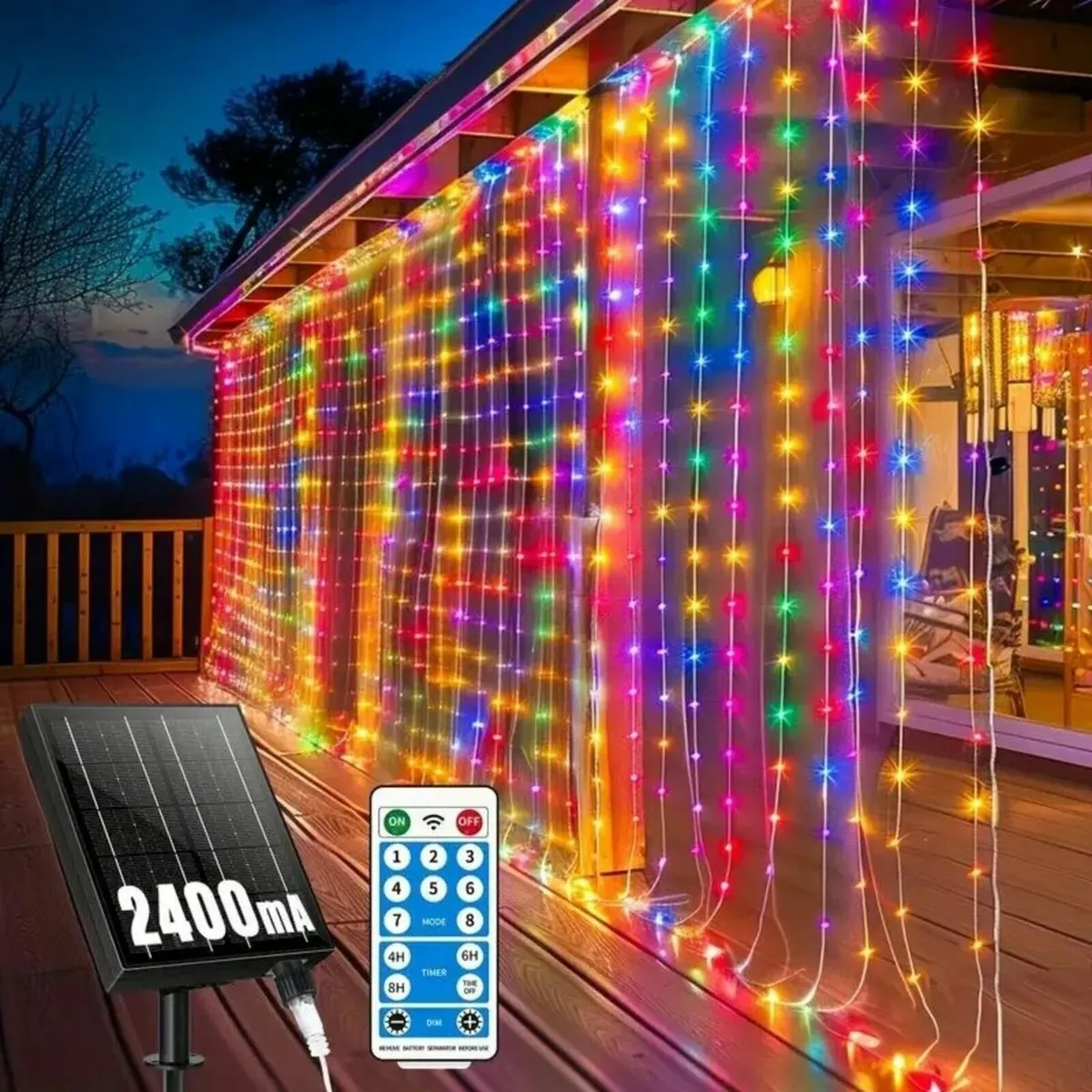 Solar Curtain Lights 600 LED Fairy String - Image 2