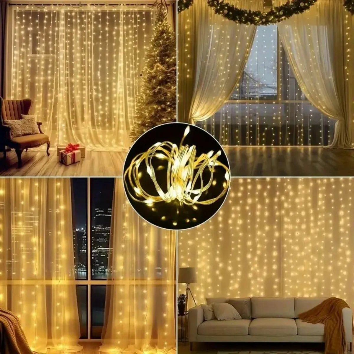 Solar Curtain Lights 600 LED Fairy String - Image 3