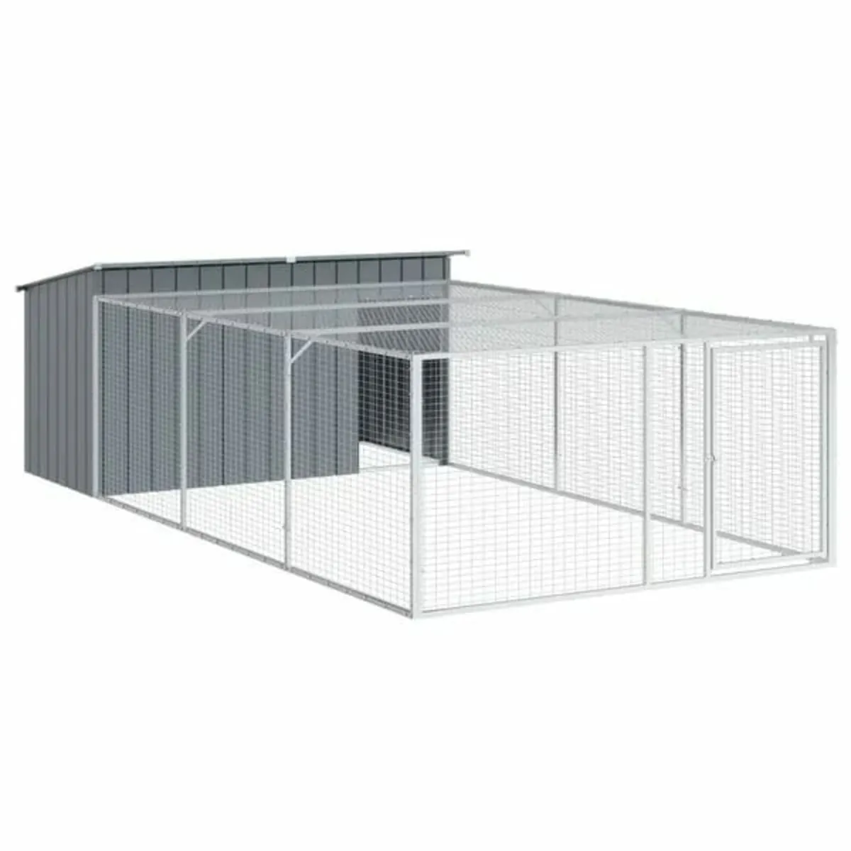 Dog House with Run Anthracite 197x396x110 cm Galva - Image 1