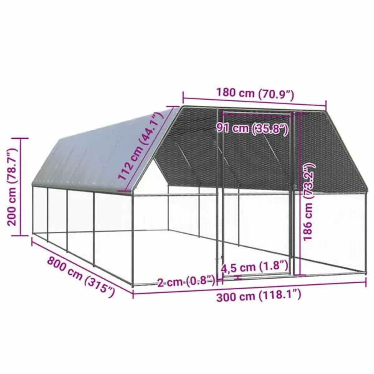 Outdoor Chicken Cage 3x8x2 m Galvanised Steel - Image 3