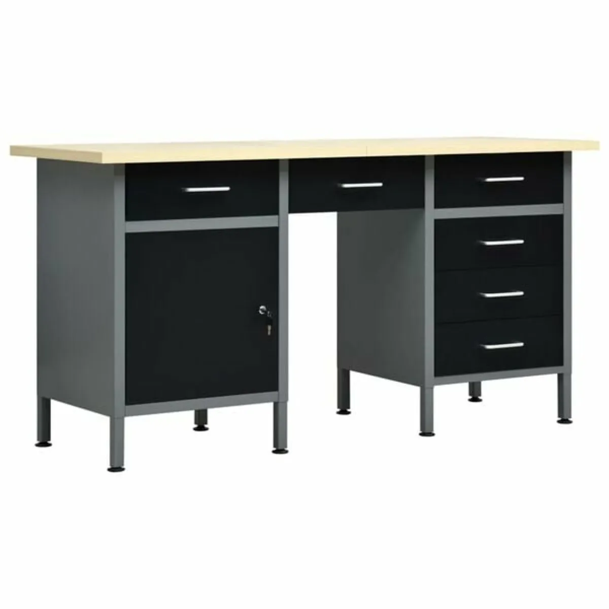 Workbench Black 160x60x85 cm Steel - Image 1