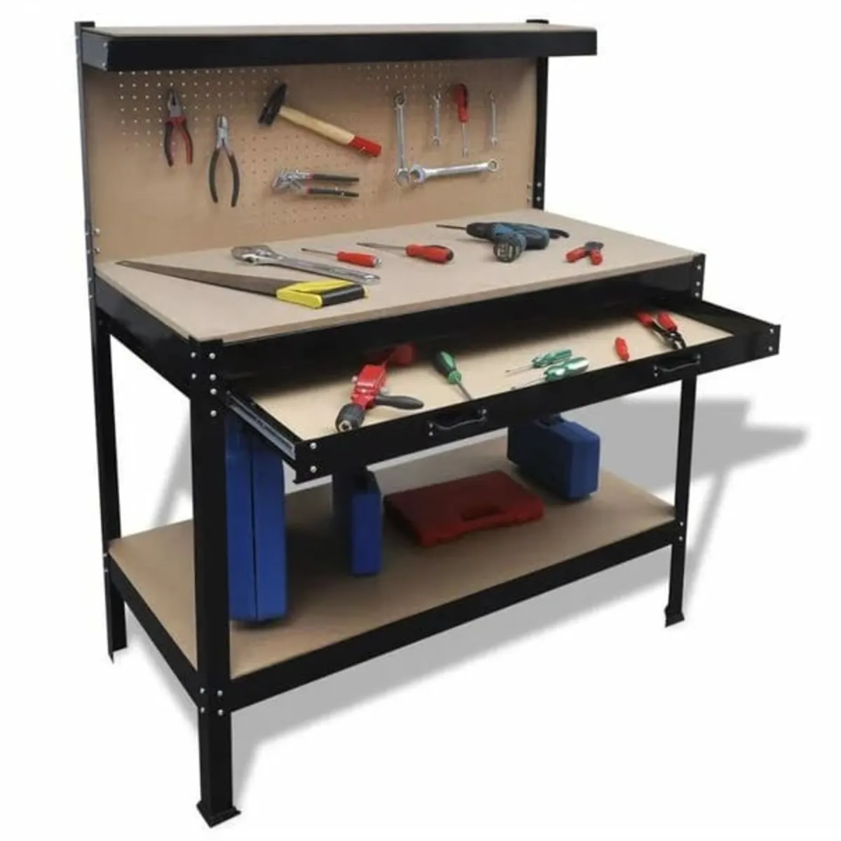 Workbench with Pegboard and Drawer - Image 2