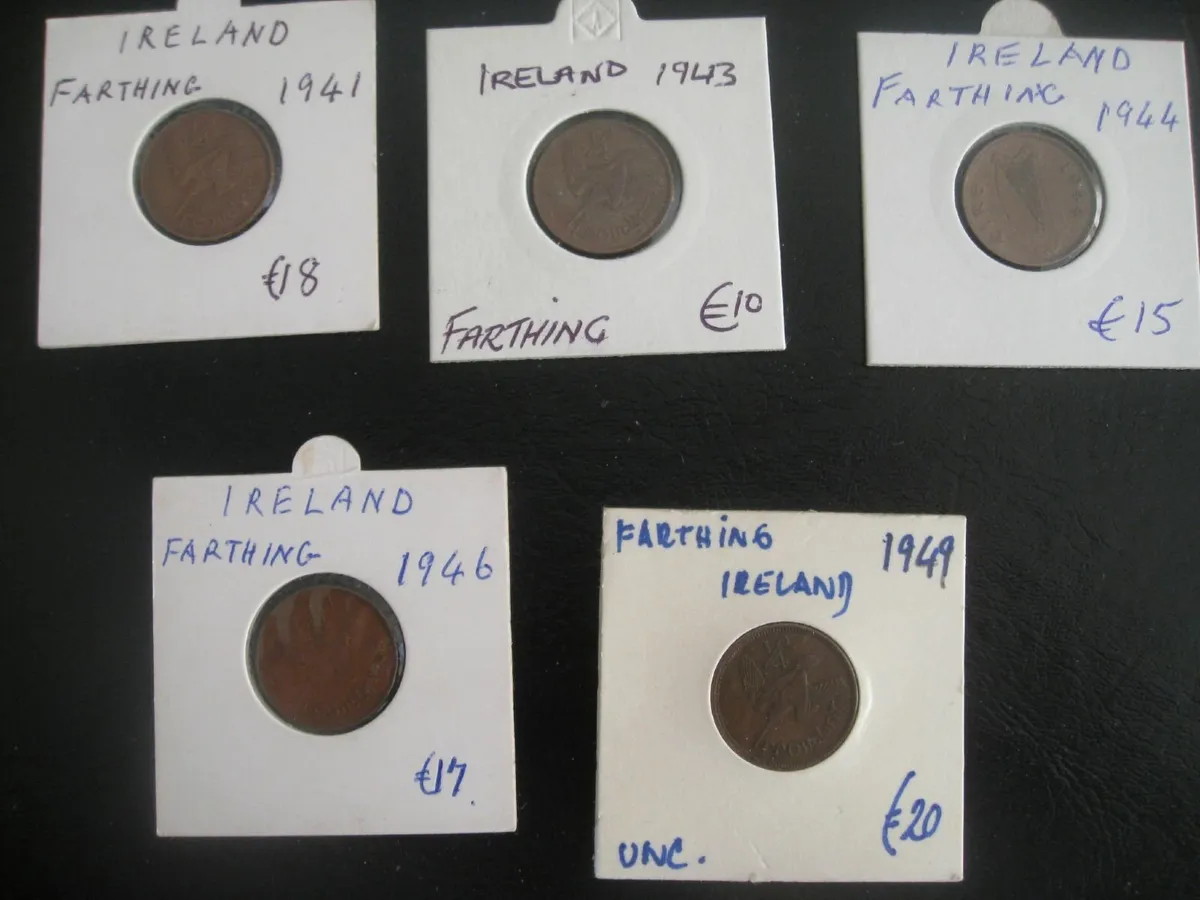 Irish Farthings 1941/43/44/46/49 - Various Prices - Image 1