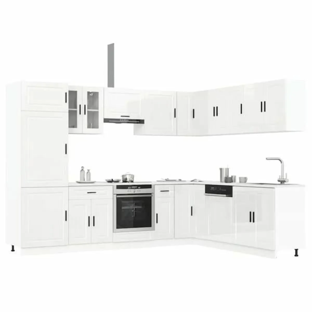 14 Piece Kitchen Cabinet Set Porto Gloss White Eng - Image 1