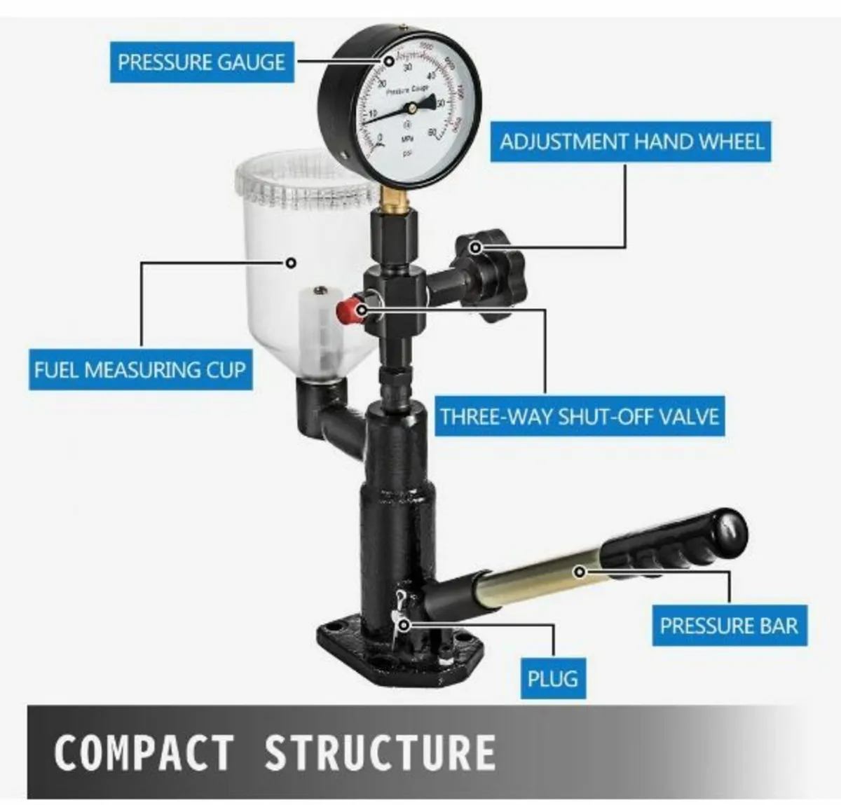 Mophorn 400Bar 6000PSI Diesel Fuel Injector Tester - Image 4