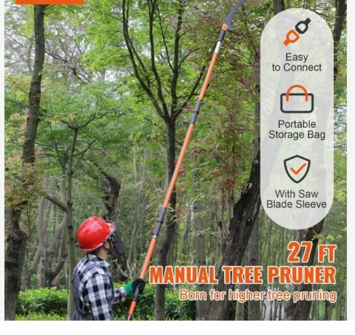 Manual Pole Saw, 2.2 - 8.2 m Extendable Tree Prune - Image 2
