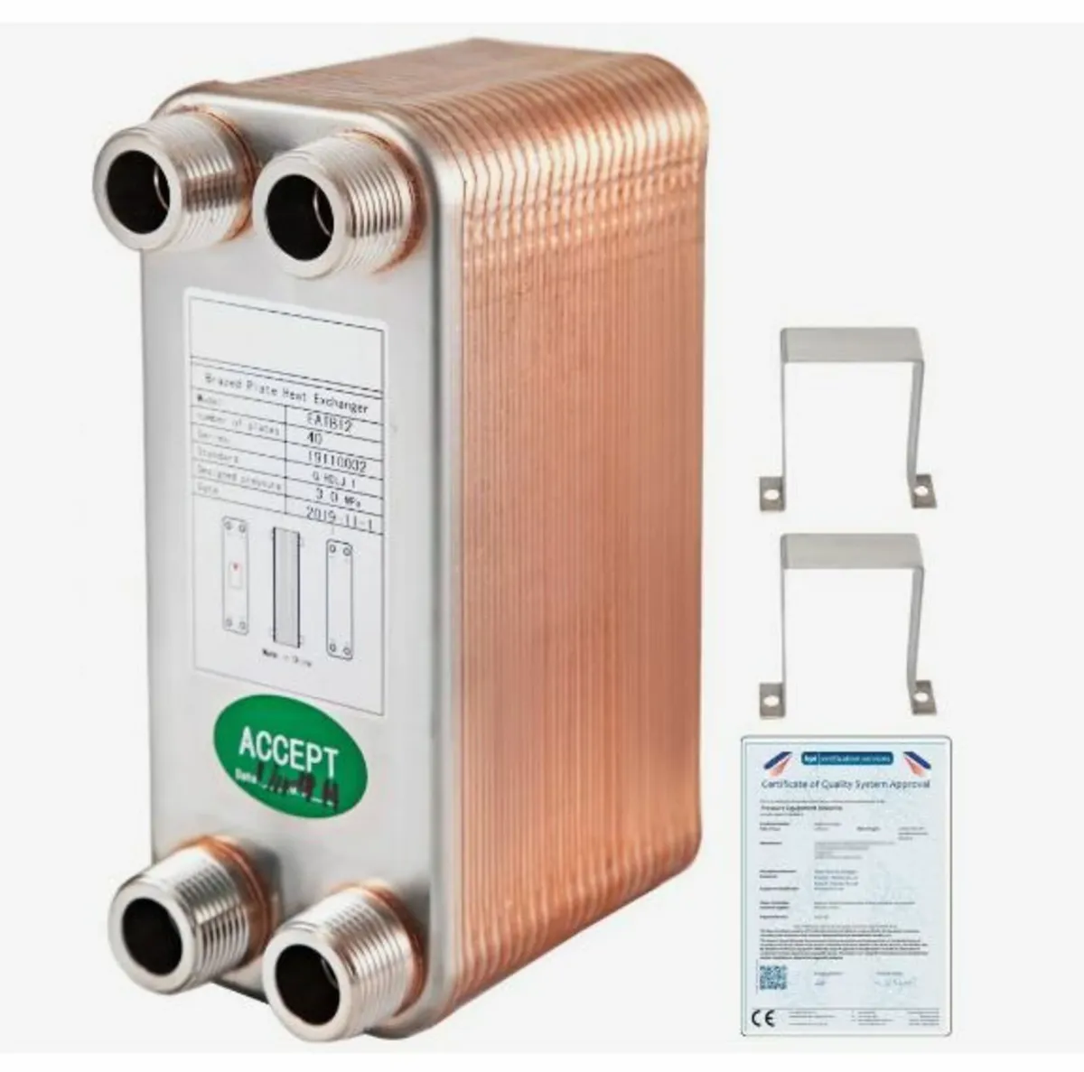 Heat Exchanger 3/4” MNPT Ports Brazed Plate - Image 1