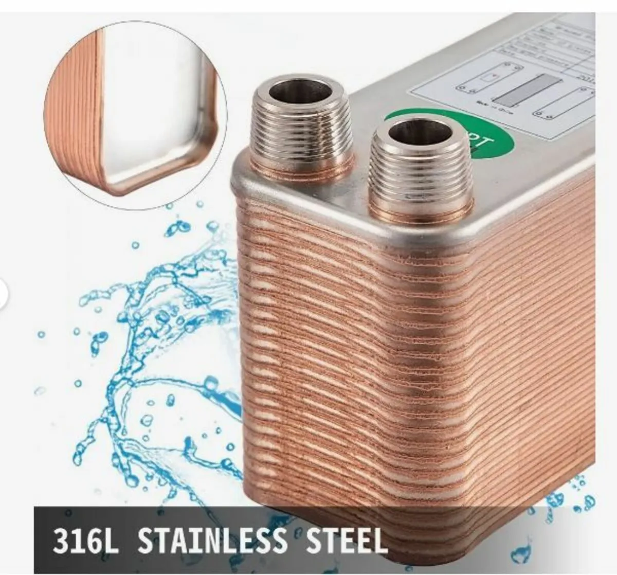 Heat Exchanger 3/4” MNPT Ports Brazed Plate - Image 2