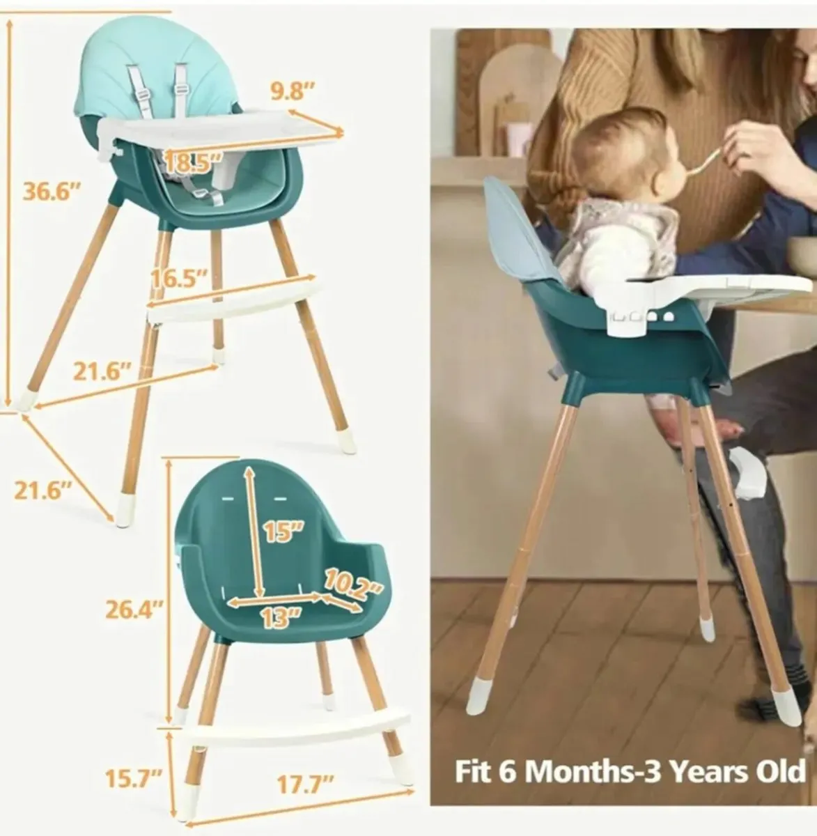 High Chair for Babies and Toddlers Seat 2-in-1 - Image 3